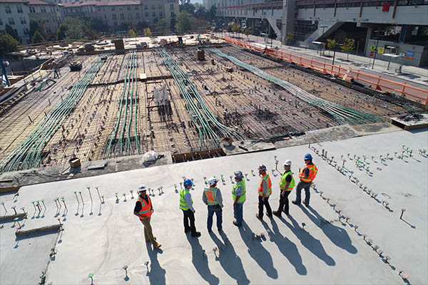 Engineering personnel at a building site