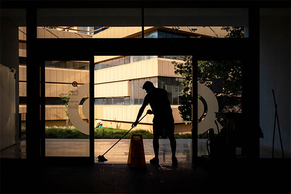 Cleaning and housekeeping at a commercial building